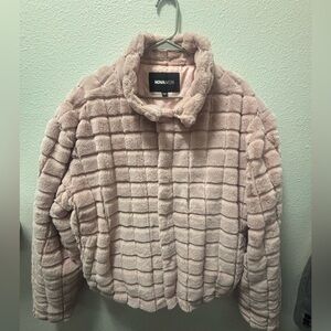 Fashion Nova Diamond Quilt Faux Fur Jacket - Pink Size Large Unisex
